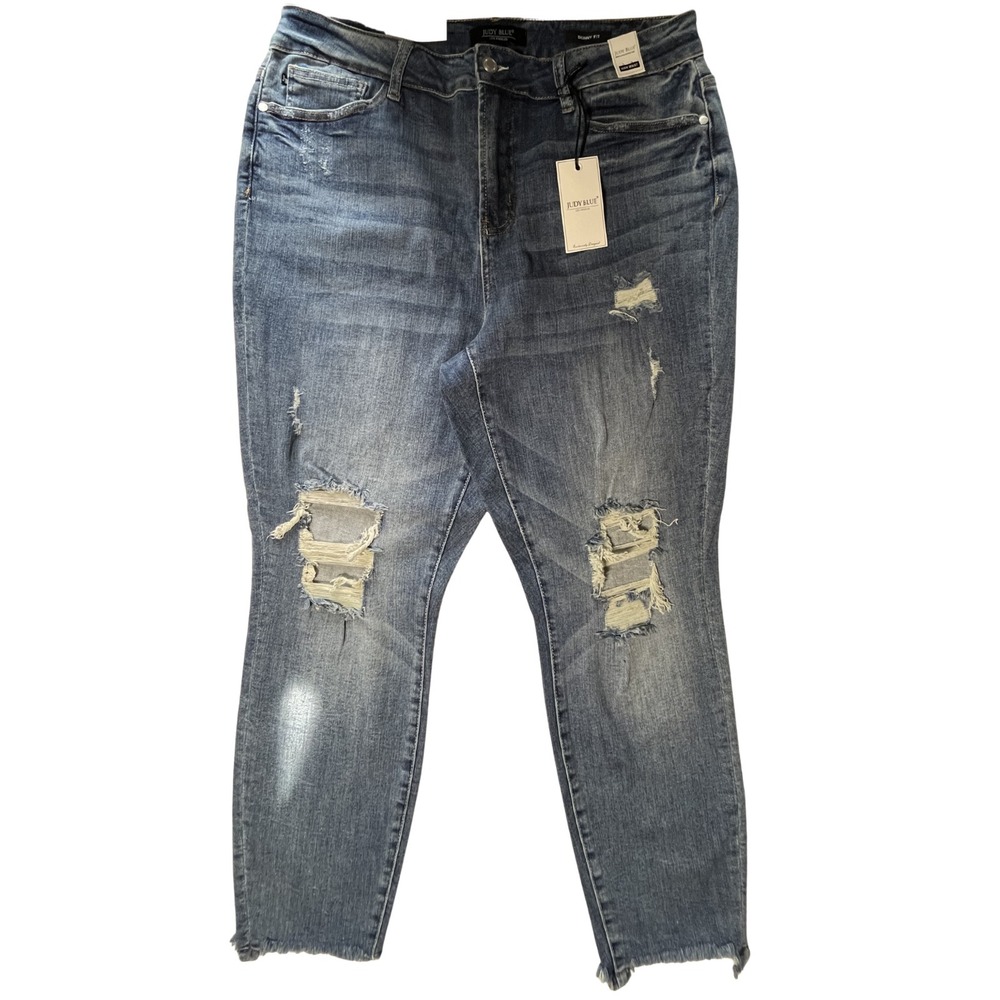 NWT Judy Blue Skinny Fit Distressed Jeans Plus Size 18W High Waist Stretch Denim